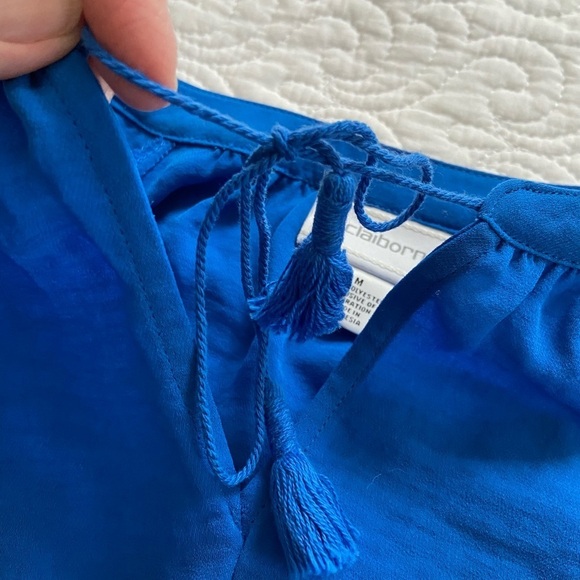 Liz Claiborne Blouse Size M 3/4 Sleeve Elasticized Waist Royal Blue Size M - Picture 4 of 8